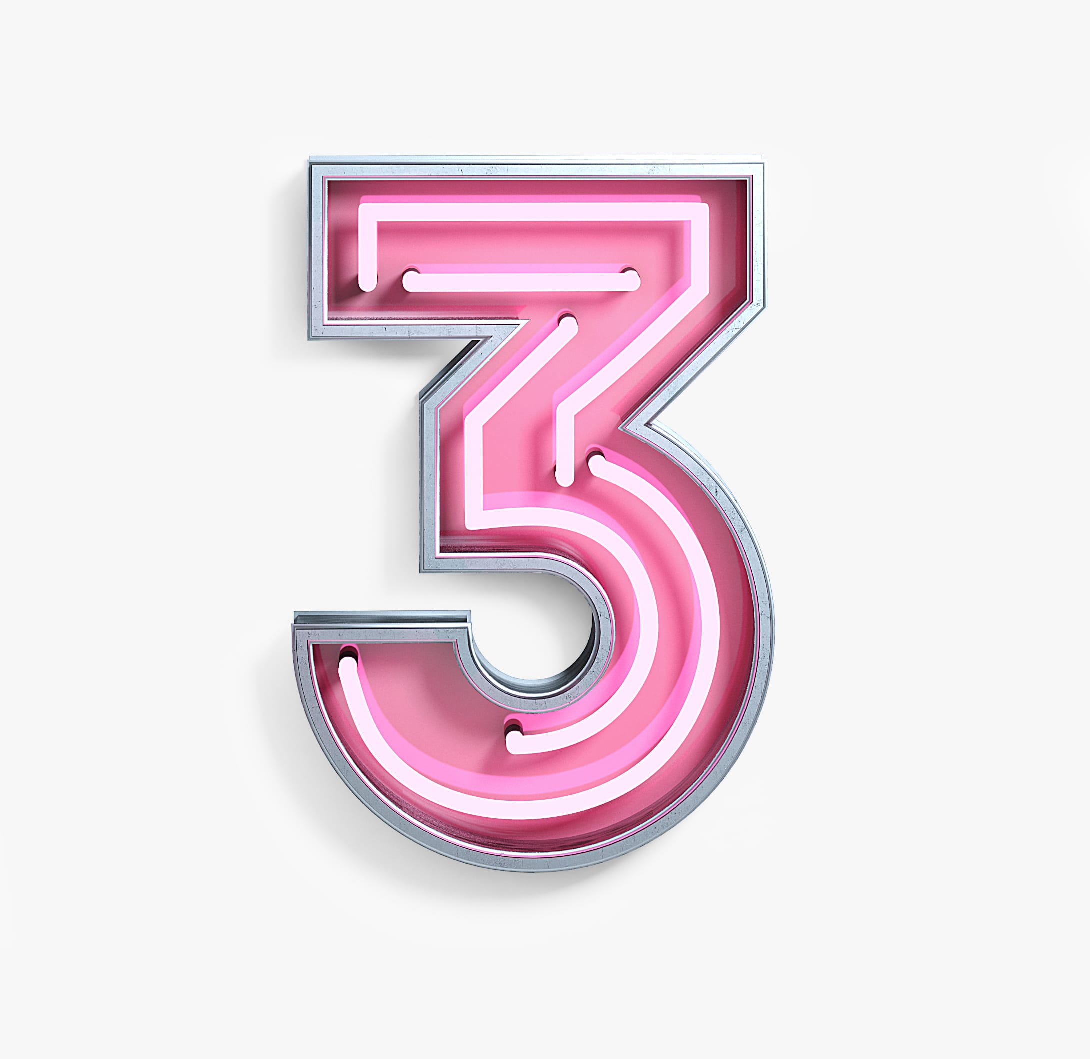 Bright Neon Font. Number 3